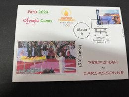 17-5-2024 (5 Z 17) Paris Olympic Games 2024 - Torch Relay (Etape 8) In Carcassonne (16-5-2024) With OZ Stamp - Zomer 2024: Parijs