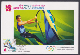 Inde India 2012 Maximum Max Card Olympic Games, Olympics Sport, Sports, Sailing, Sail Boat, Boating, Water - Cartas & Documentos