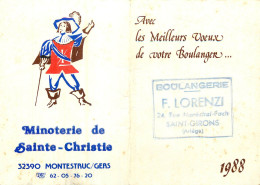 Calendrfier Publicitaire MINOTERIE DE SAINTE-CHRISTIE à MONTASTRUC . Tampon Boulangerie LORENZI St-Girons - Grand Format : 1981-90