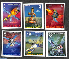 Hungary 1977 Space Research 6v Imperforated, Mint NH, Transport - Space Exploration - Unused Stamps