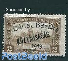 Hungary 1919 Banat Bacska, 2Kr, Stamp Out Of Set, Unused (hinged) - Neufs