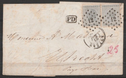 L. Affr. N°17x2 Lpts "12" Càd ANVERS /22 MAI 1867 Pour UTRECHT (Pays-Bas) - [PD] (au Dos: Càs Arrivée UTRECHT) - 1865-1866 Profiel Links