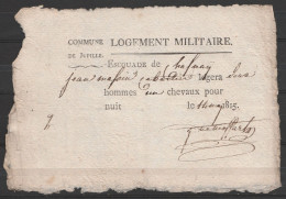 Bon De Réquisition Pour Logement Militaire Adressé à Un Cabaretier à JUPILLE- 14 Mai 1815 - Documents