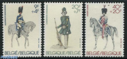 Belgium 1981 Military Uniforms 3v, Mint NH, Nature - Various - Horses - Uniforms - Unused Stamps