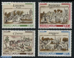 Luxemburg 2000 Welfare, Villages 4v, Mint NH, Nature - Religion - Animals (others & Mixed) - Dogs - Churches, Temples,.. - Ungebraucht