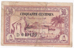 Régence De Tunis Protectorat Français 50 Centimes 1943 Direction Des Finances, Serie D 049410 - Tusesië