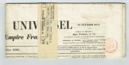 75 PARIS MONITEUR UNIVERSEL Du 16/02/1866 Droit Fiscal/postal De Timbre De 6 C SEINE Journal Complet Avec Bande TTB - Journaux