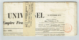 75 PARIS MONITEUR UNIVERSEL Du 16/02/1866 Droit Fiscal/postal De Timbre De 6 C SEINE Journal Complet Avec Bande TTB - Kranten