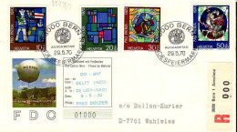 Suisse Poste Obl Yv: 857/860 Pro Patria Vitraux (TB Cachet à Date) Freiballon Fahrt - Storia Postale