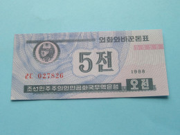 5 Chon - 1988 ( For Grade, Please See Photo ) UNC > North Korea ! - Corée Du Nord