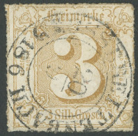 THURN Und TAXIS 40 O, 1865, 3 Sgr. Mittelbraunocker, Zentrischer K2 GROSSBREITENBACH, Pracht - Used