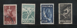 POLAND 1947 WORKERS SET OF 4 USED FISHERMAN MINER HARVESTING IRON MINE COAL - Gebruikt