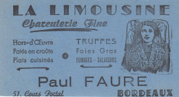 BUVARD & BLOTTER - Charcuterie Fine LA LIMOUSINE - Truffes Foie Gras - Paul FAURE -  BORDEAUX - Autres & Non Classés