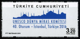 Turkey 2016 Mi 4271 MNH UNESCO World Heritage Committee, Istanbul Skyline, Mosque - Unused Stamps