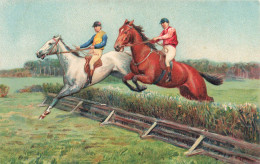 Hippisme * Série De 4 CPA Illustrateur Gaufrée Embossed * Hippique Cheval Chevaux équitation Jockey - Paardensport