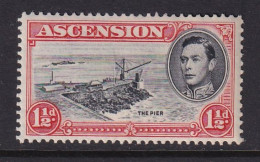 Ascension: 1938/53   KGVI    SG40b    1½d   Black & Vermilion  [Perf: 13]  MH - Ascension (Ile De L')