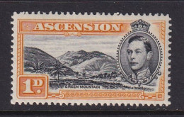 Ascension: 1938/53   KGVI    SG39b    1d   Black & Yellow-orange [Perf: 13]    MH - Ascension (Ile De L')