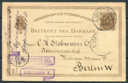 1883 Denmark 6 Ore Stationery Postcard Copenhagen - Berlin (Stamp Missing) - Lettres & Documents