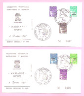 LUQUET LA POSTE 1997. Surchargés SPM.  2 FDC Y&T N° 656 à 661. Edition Officielle 1er Jour Du 8 OCT. 1997.  TB. - FDC