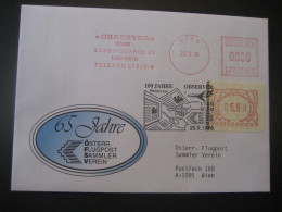 Österreich- Sonder-Umschlag Mit Sonderstempel 100 Jahre Observer-Haus Auf Automatenmarke MiNr. 3 - Machine Labels [ATM]