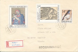 Czech Republic Registered Cover Sent To Denmark 18-12-1994 Topic Stamps BIRD And Paintings - Lettres & Documents