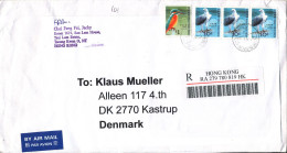 Hong Kong Registered Cover Sent Air Mail To Denmark 2-11-2007 With A Lot Of Stamps On Front And Backside Of The Cover - Covers & Documents