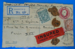 TIMBRE SUR CARTE DE GRANDE BRETAGNE EN RECOMMANDEE AVEC VALEUR DECLAREE  -  CHARGEE - Covers & Documents