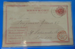 ENTIER POSTAL SUR CARTE   -  1883  -  TAMPON ROUGE - Postal Stationery