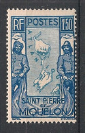 SPM - 1932-33 - N°YT. 153 - Carte 1f50 Bleu - Neuf Luxe ** / MNH / Postfrisch - Unused Stamps