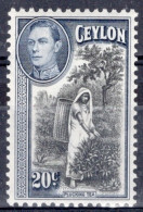 Ceylon 1938  George VI  single 20c Stamp  Issued As Part Of The Definitive Set In Mounted Mint - Ceylan (...-1947)