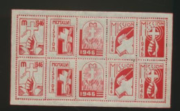 Belgique Feuille De 10 Vignettes  1946 Mission  MNH XX - Autres & Non Classés