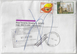 Brazil 2001 Returned To Sender Cover From Florianópolis Agency Ilhéus Stamp 400 Years Saint Benedict Monastery + Papaya - Covers & Documents