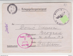 Fixe Kriegsgefangenenpost Cachet SERBE Et WAFFEN .. Stalag VB 7 Pour Belgrade Beograd Serbie Serbien - Prisoners Of War Mail