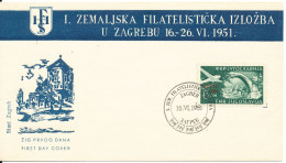 Yugoslavia FDC 16-6-1951 First Philatelic Exhibition In Zagreb With Cachet - Briefe U. Dokumente