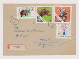 Romania Rumänien 1960s Registered Cover With Topic Stamps Bear, Hunting Dogs, Dog, Chess, Sent To Bulgaria (933) - Cartas & Documentos