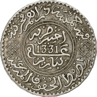Maroc, Yusuf, 1/2 Rial, 5 Dirhams, 1912/AH1331, Bi-Bariz, Argent, TTB+, KM:32 - Marocco