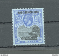 1922 Ascension, Stanley Gibbons N. 7 - 2 Scellini Black And Blue Paper Blue - MNH** (Dente Corto In Basso A Destra) - Andere & Zonder Classificatie