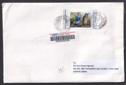 India - Mauritius Joint Issue  Peacock And Kestrel Bird Of Prey  2v MS On Mailed Cover  #  36603  D  Inde Indien - Peacocks