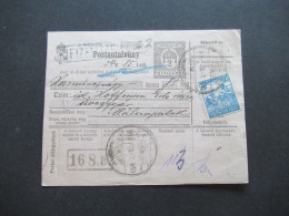 Ungarn 1919 GA / Postanweisung Postautalvany Mit 1x Zusatzfrankatur Rückseitig Violetter Stempel - Lettres & Documents