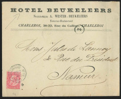 L. à Entête "Hôtel Beukeleers" Affr. N°58 Sc CHARLEROI (STATION)/1900 Pour Namur - 1865-1866 Profil Gauche