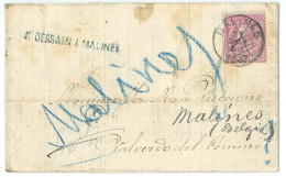 L. Affr. N°46 De MALINES/1887 Pour Valverdo (adresse Erronée Et Sous Affranchie) …R - 1884-1891 Léopold II