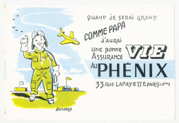 Buvard 20.6 X 13.9 Assurance Vie Au PHENIX "Comme Papa..."  Enfant Aviateur Terrain D'aviation Avion à Réaction - Banca & Assicurazione