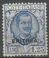 Eritrea Italy Colony - 1926 Ordinarie Floreale Lire 1,25 OVPT "ERITREA" - VFU - Eritrea