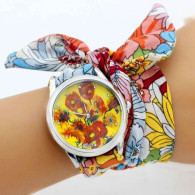Montre NEUVE Bracelet Foulard - Tournesols Fleurs - Horloge: Modern