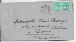 ARC TRIOMPHE 1FR PAIRE LETTRE COVER PARIS XI 12.III.1945 AU TARIF - 1944-45 Triomfboog