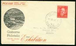 Br New Zealand, Gisborne 1957 Special Cover > New Zealand (Gisborne Philatelic First Exn) #bel-1063 - Briefe U. Dokumente