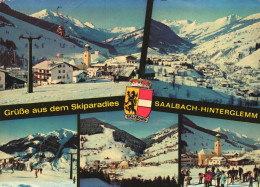 SAALBACH, HINTERGLEMM, MULTIPLE VIEWS, SALZBURG, SKI LIFT, ARCHITECTURE, EMBLEM, CHURCH, MOUNTAIN, AUSTRIA, POSTCARD - Saalbach