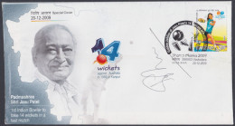 Inde India 2009 Special Autograph Cover Cricket, Gautam Gambhir, Indian Player, Sport, Sports, Pictorial Postmark - Brieven En Documenten