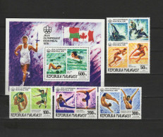 Malagasy - Madagascar 1976 Olympic Games Montreal, Swimming, Athletics Etc. Set Of 5 + S/s MNH - Ete 1976: Montréal