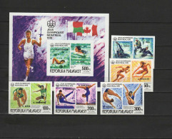 Malagasy - Madagascar 1976 Olympic Games Montreal, Swimming, Etc. Set Of 5 + S/s Imperf. With Winners O/p MNH -scarce- - Sommer 1976: Montreal
